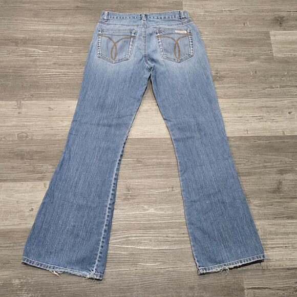 Vintage Calvin Klein Blue Faded Denim Wide Flare Leg Stretch Jeans - Picture 2 of 6